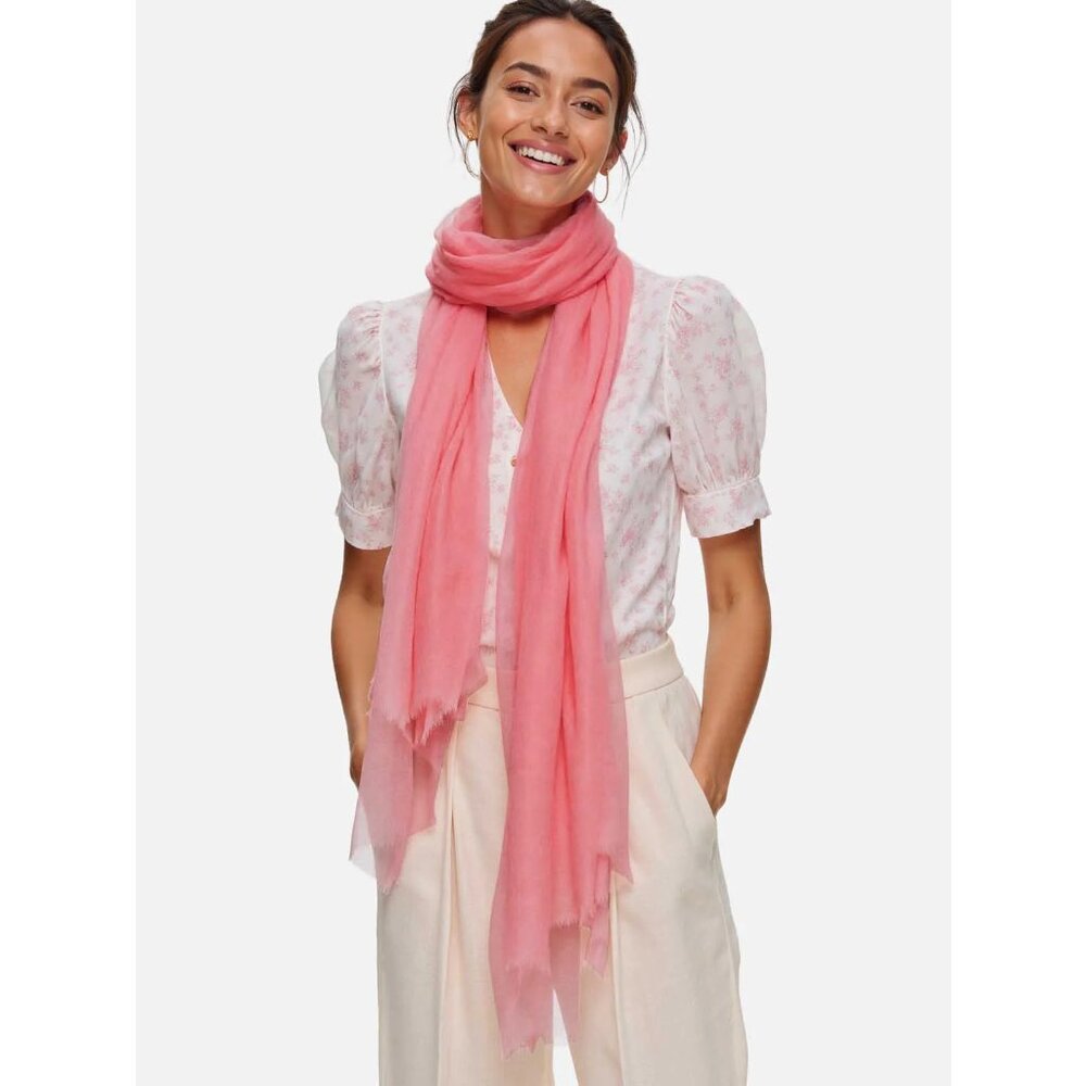 Ovcio Featherlight Cashmere Scarf in Azalea Pink